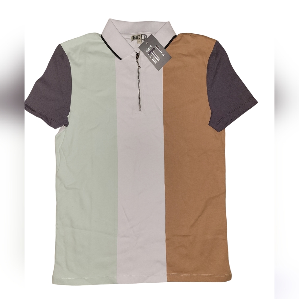 NWT That's It! Colorblock Polo Collared Zipper Shirt sz S